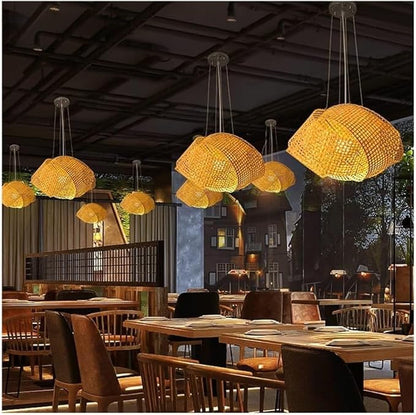Hand-Woven Boho Chic Chandelier 🌿 | Natural Wicker Pendant Light 🌟 | Perfect for Living Room, Dining Room, or Bedroom Décor 🏡