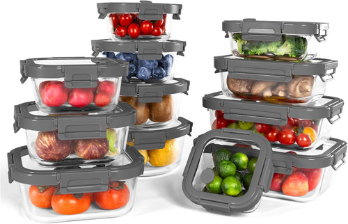12-Pack Premium Glass Storage Containers 🥄 | Airtight, Leakproof & Microwave Safe | Perfect for Meal Prep & Organization 🍱🍴